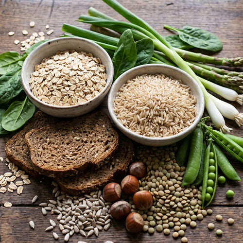 Natüriche Quellen von Vitamin B1 Thiamin, Reis, Haferflocken, Vollkornbrot. 